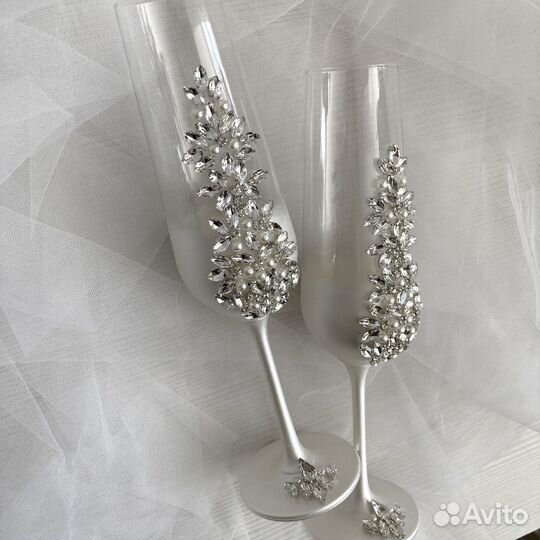 Свадебные бокалы ручной работы