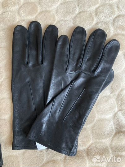 Мужские кожаные перчатки черные 24 и 30 размеры