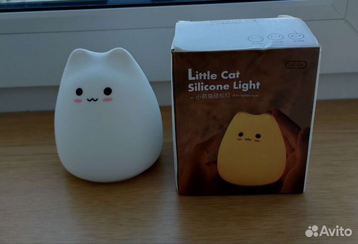 Новый ночник светильник детский Кошка силиконовый