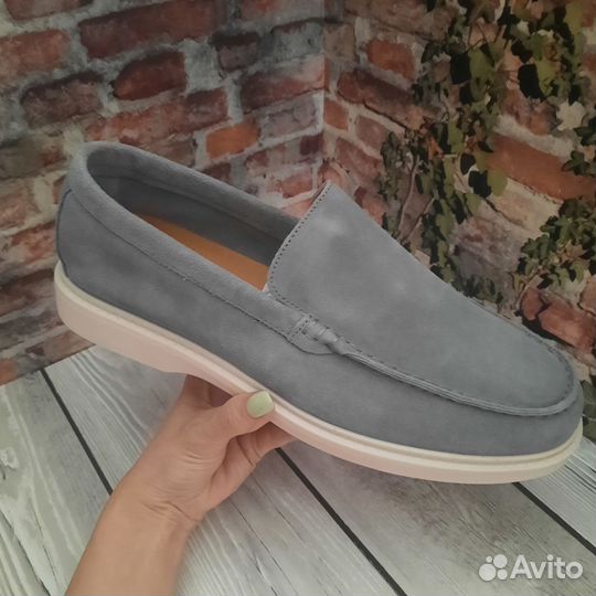 Лоферы мужские loro piana серые