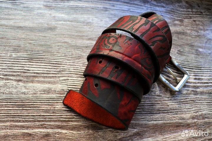 Брутальный Ремень из натуральной кожи Тигр