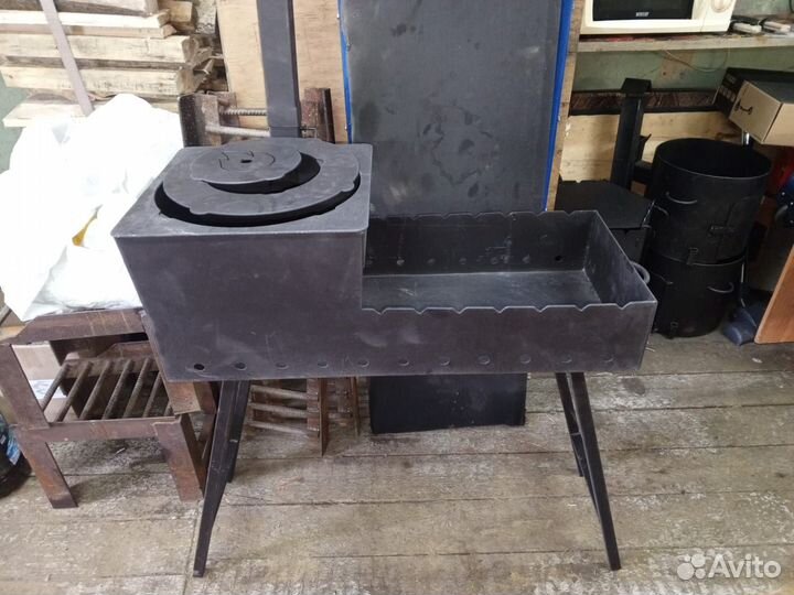 Мангал с печью под казан