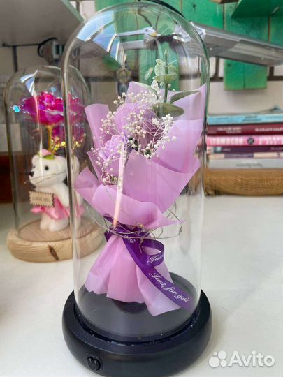 Цветок в колбе с подсветкой