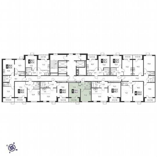 1-к. квартира, 34,3 м², 15/23 эт.