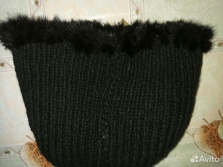 Шапка норковая женская вязаная