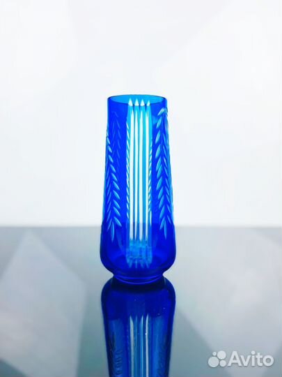 Ваза Колосья кобальтовое стекло