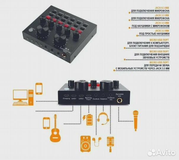 Микрофон BM 800 со звуковой картой V8/ новый
