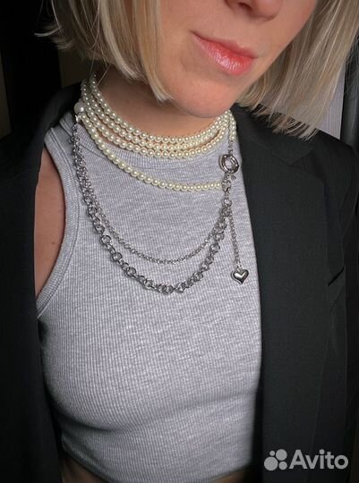 Сотуар колье-цепочка для тела из жемчуга Майорика