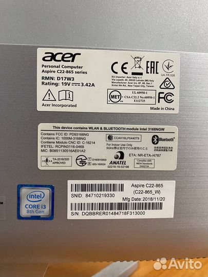 Моноблок Acer Aspire c22 865