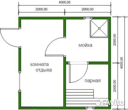 Баня 4х4 из бруса 150х100