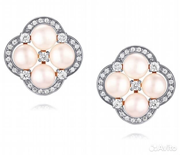 Серьги золотые с жемчугом новые