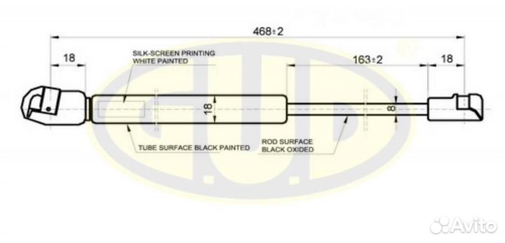 Амортизатор крышки багажника зад GUD GGS020508
