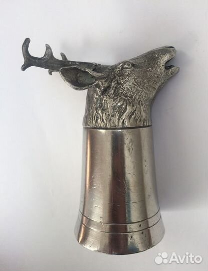 Старый оловянный кубок, чарка-перевертыш Олень