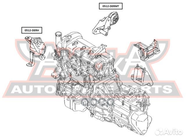 Подушка двигателя мт зад прав/лев 0512dermt