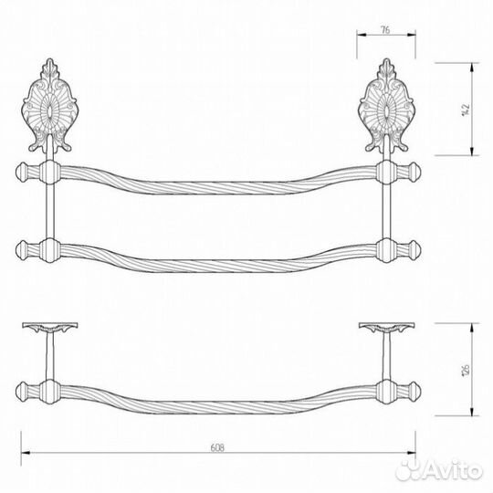 Полотенцедержатель двойной Migliore Elisabetta 17006 бронза