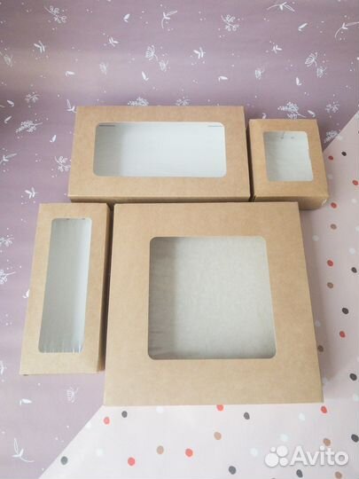 Крафт коробки с окном контейнер подарочный