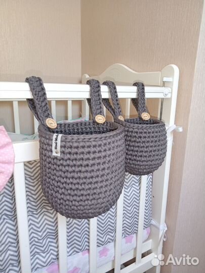 Корзинки кармашки на кроватку набор