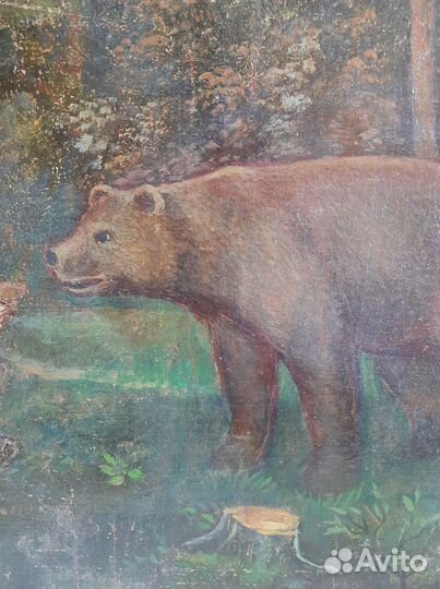 Старинные иконы. Кормление медведя Серафимом Сар