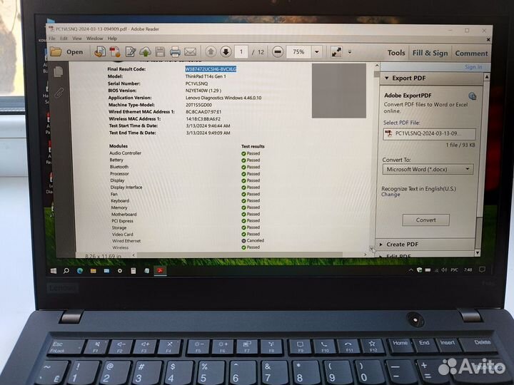 Lenovo ThinkPad T14S Gen 1/i5/8/256NVMe/14/FHD/IPS