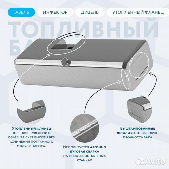 Алюминиевый бензобак с утопленным фланцем 210 л