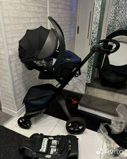 Коляска stokke xplory x black 3 в 1 c isofix