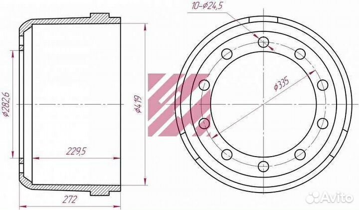 Тормозной барабан рор 419x220