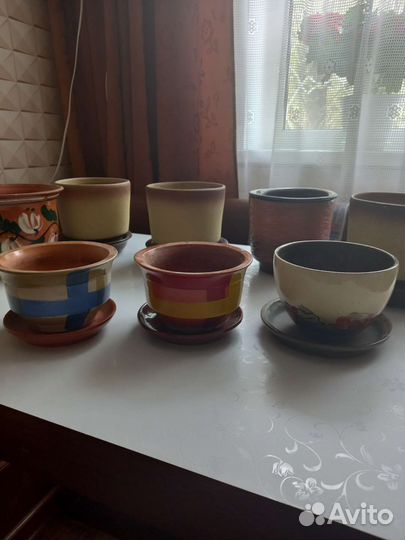 Керамические горшки для цветов бу