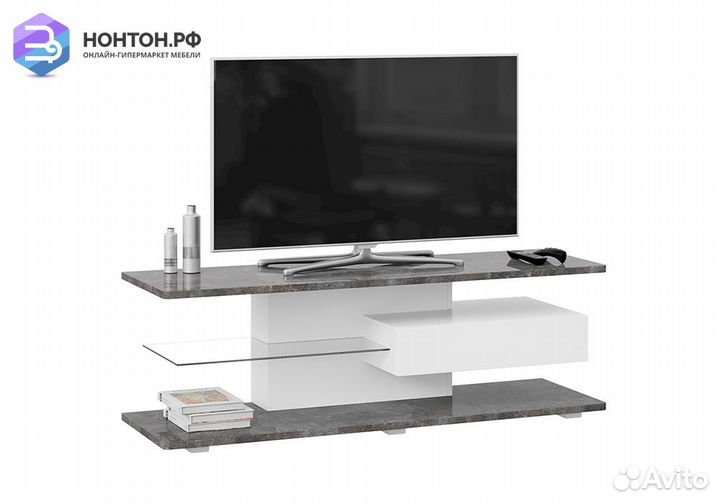 Тумба под тв Diamond тип 1 белый / ателье темный г