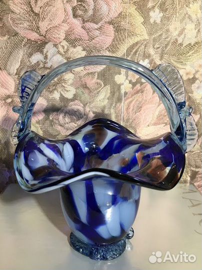 Ваза цветное стекло винтаж