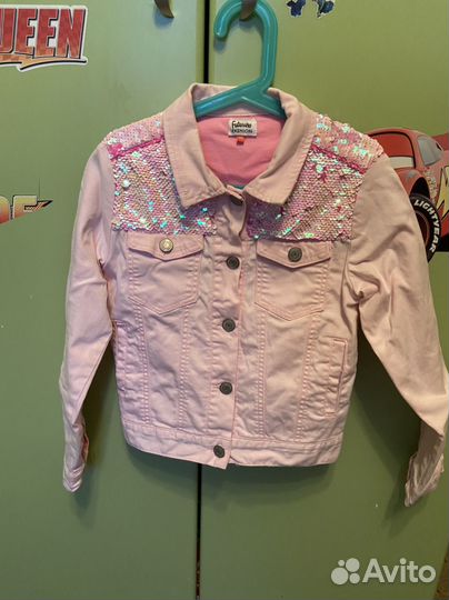 Джинсовый розовый жакет девочка 134