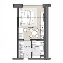 Апартаменты-студия, 31,7 м², 2/6 эт.