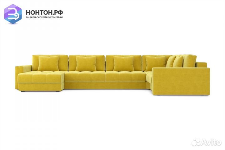 Диван п-образный тик-так Монарх горчичный