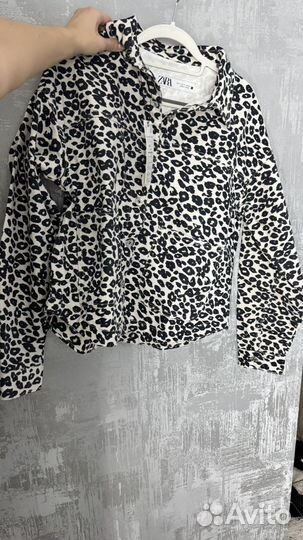 Куртка джинсовая Zara принт леопард оригинал