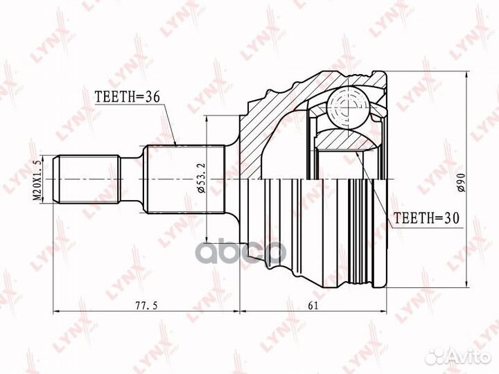 Шрус наруж audi A3 1.6-1.9TD 96-00/1.8T 96/TT