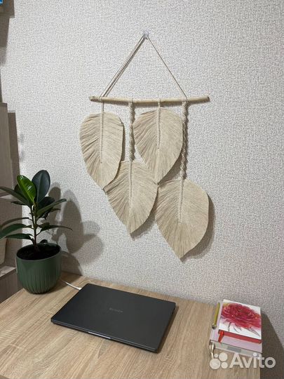 Настенное панно макраме листья