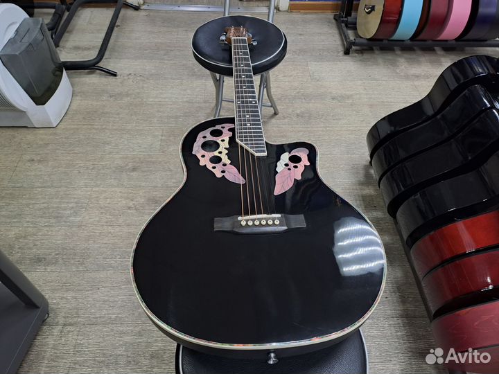 Гитара электроакустическая с подключением чёрная
