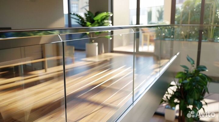 Ограждение для лестницы стеклянное