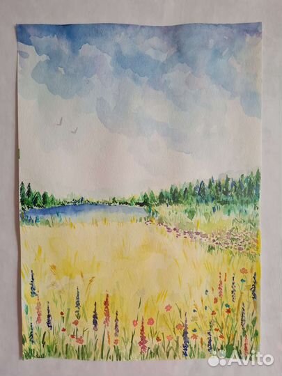 Картина Акварель,Луг