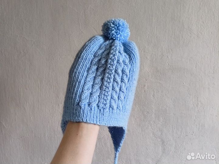 Комплект вязаный для малыша шапка снуд носочки