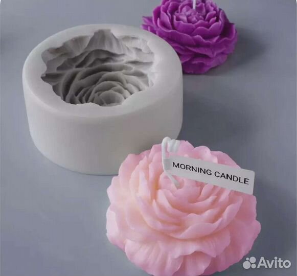 Молд Роза Пион для мыла, шоколада, свечей Форма