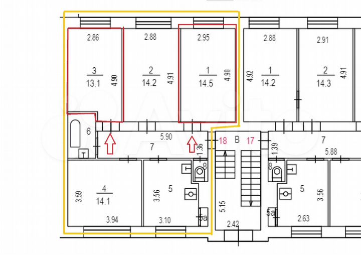 Комната 27,6 м² в 4-к., 1/5 эт.