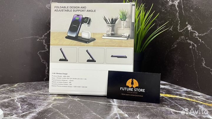 Беспроводная зарядка 3в1 (новая+гарантия)