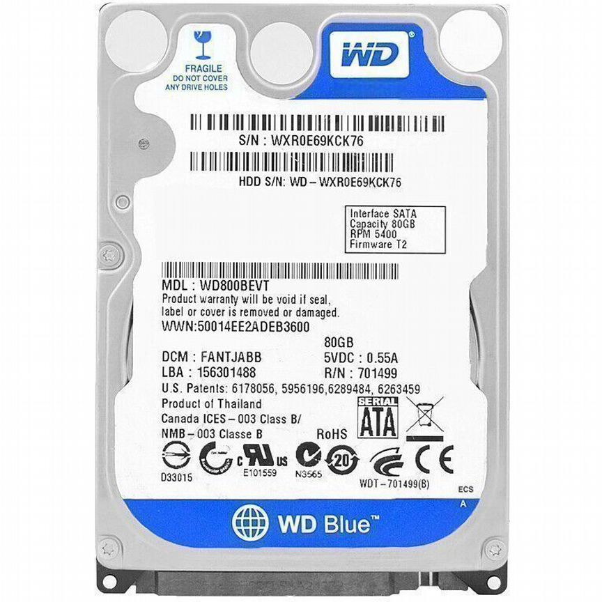 [WD800BEVT] Жесткий Диск Western Digital 80gb Sata2 Wd800bevt