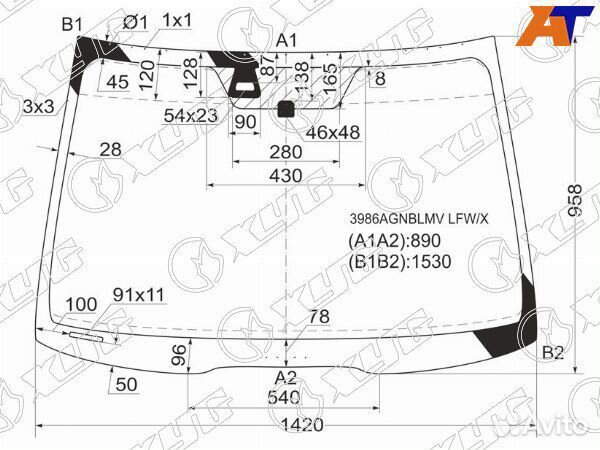 Стекло лобовое acura TSX