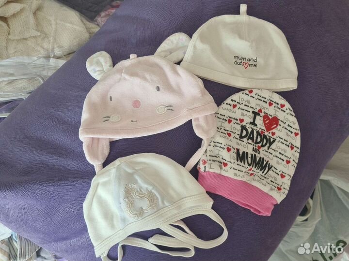 Антицарапки и шапки для новорожденных 56 62