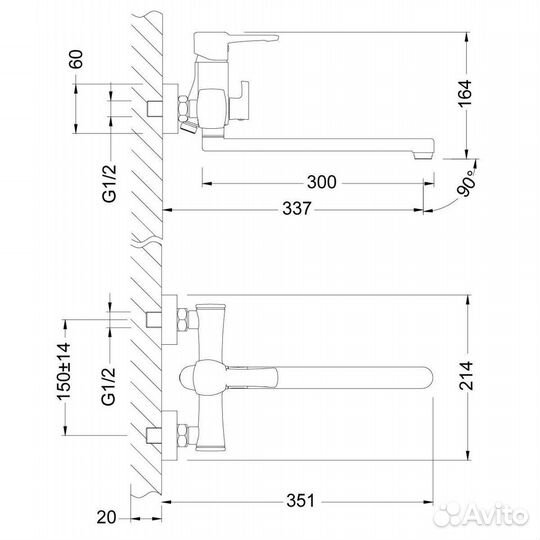 Смеситель для ванны Lemark Evitta LM0551C