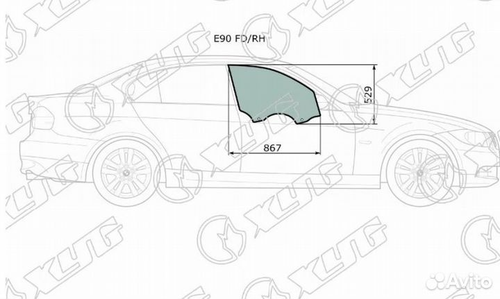 Стекло переднее правое опускное BMW 3 series E90