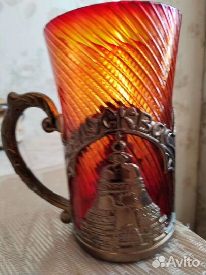 Подстаканник(медь или латунь) +стакан 0,8л.из СССР