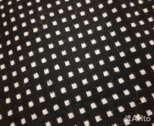 Ткань драп черно-белый в горох лоскутки 4 шт