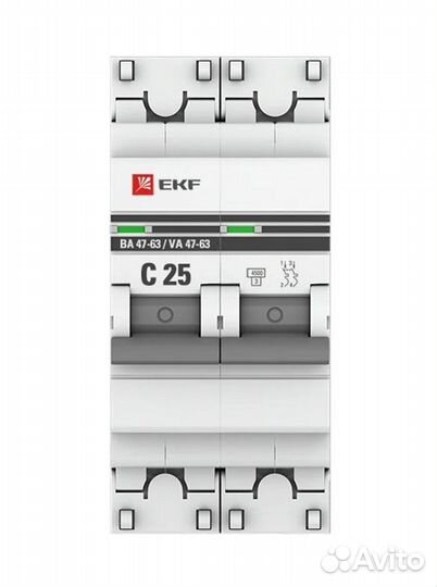 Автоматический выключатель EKF 2P 25А (C) 4,5kA ва